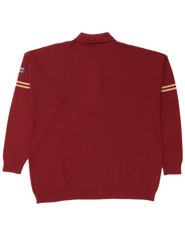 Il Granchio Mens Polo Neck Jumper Sweater 2XL Burgundy Virgin Wool