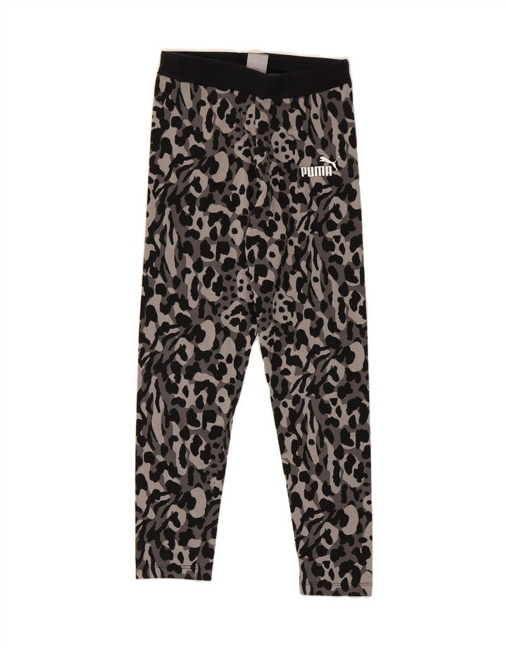 PUMA Girls Abstract Pattern Leggings 9-10 Years  Grey Vintage Puma and Second-Hand Puma from Messina Hembry 