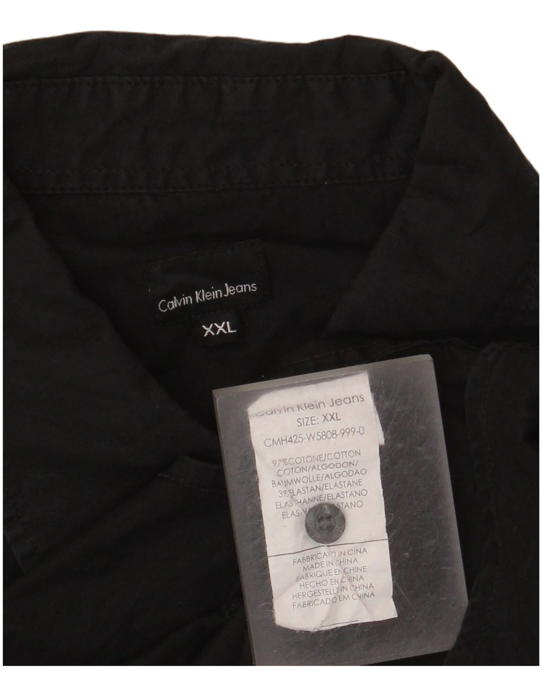 CALVIN KLEIN JEANS Mens Short Sleeve Shirt 2XL Black Cotton