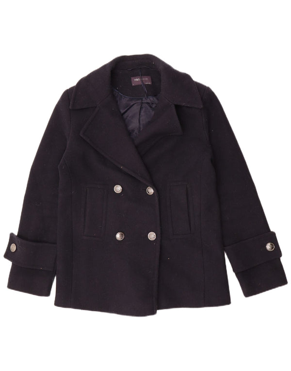 Marks & Spencer Womens Oversized Pea Coat UK 8 Small Navy Blue Polyester