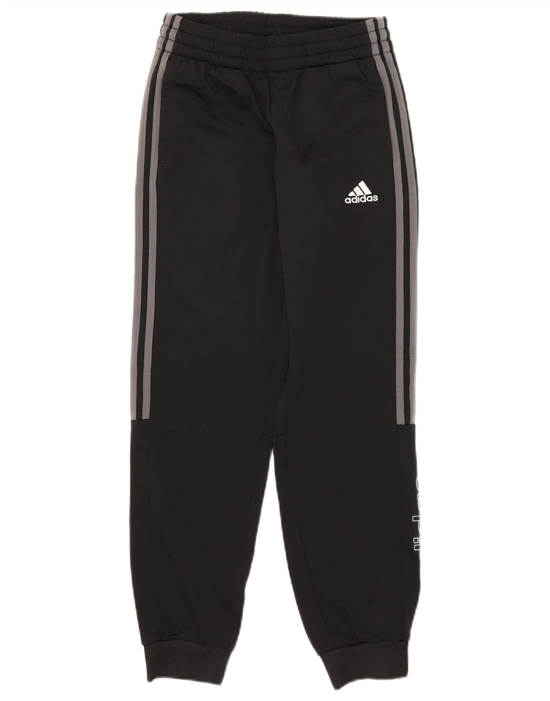 Adidas Boys Graphic Tracksuit Trousers Joggers 11-12 Years Black Polyester