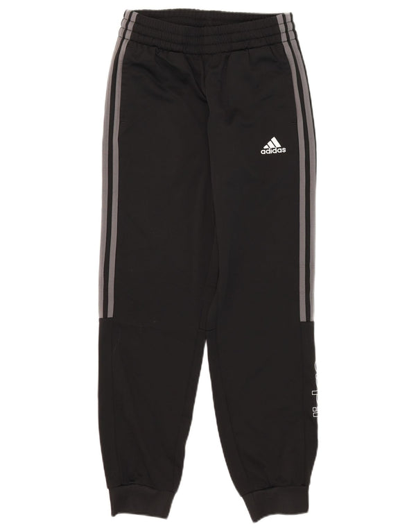 Adidas Boys Graphic Tracksuit Trousers Joggers 11-12 Years Black Polyester
