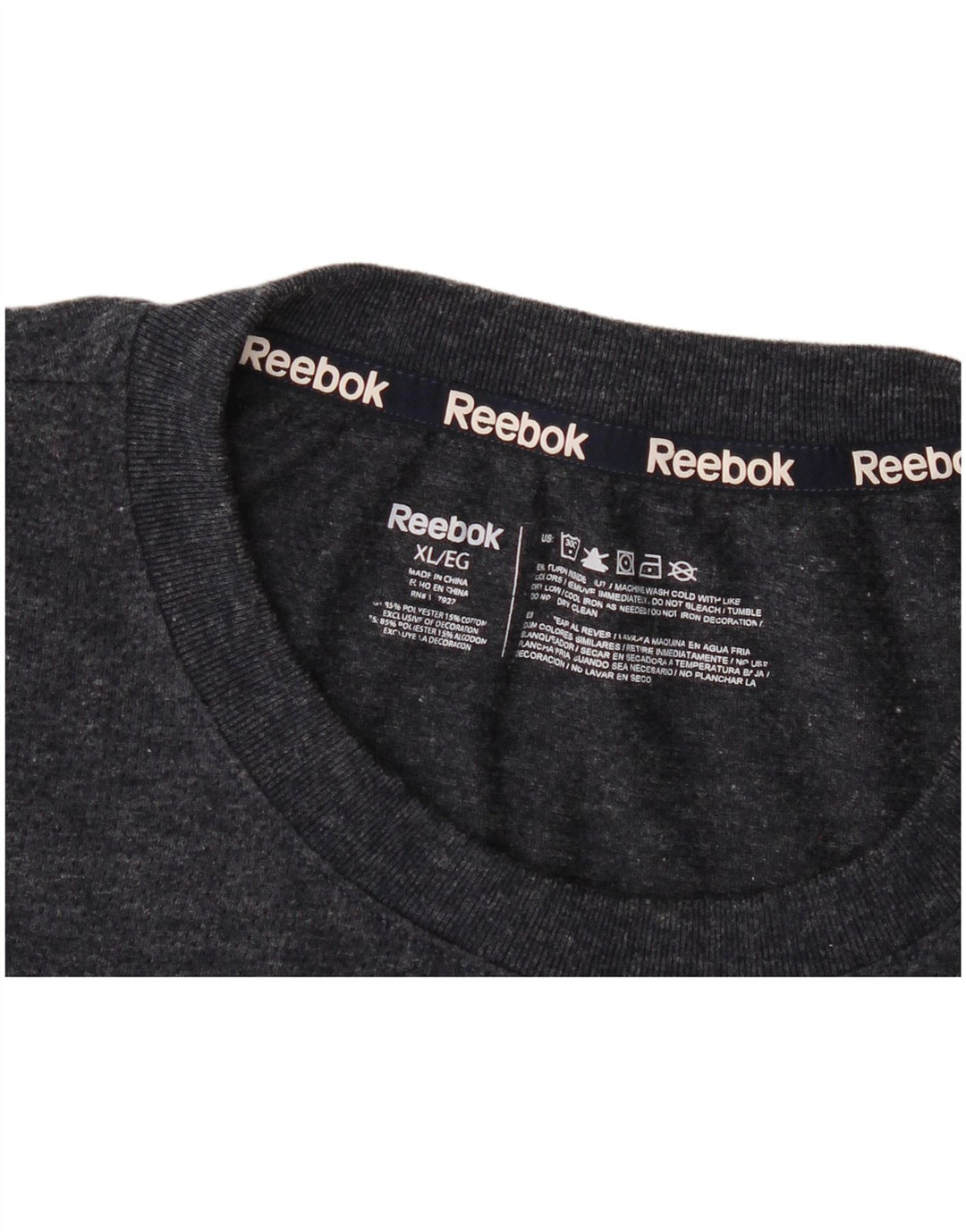 Reebok Mens T-Shirt Top XL Grey Flecked Polyester