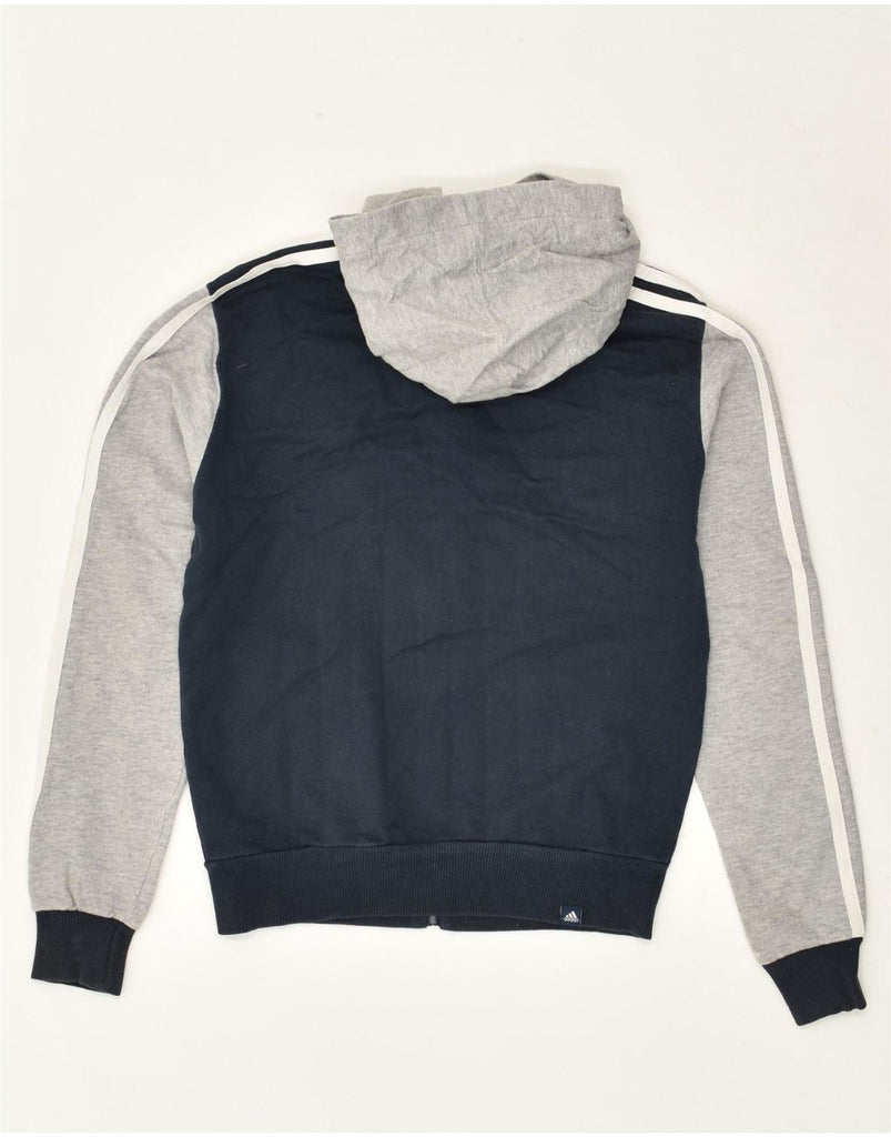 ADIDAS Boys Graphic Zip Hoodie Sweater 11-12 Years Navy Blue Colourblock | Vintage Adidas | Thrift | Second-Hand Adidas | Used Clothing | Messina Hembry 