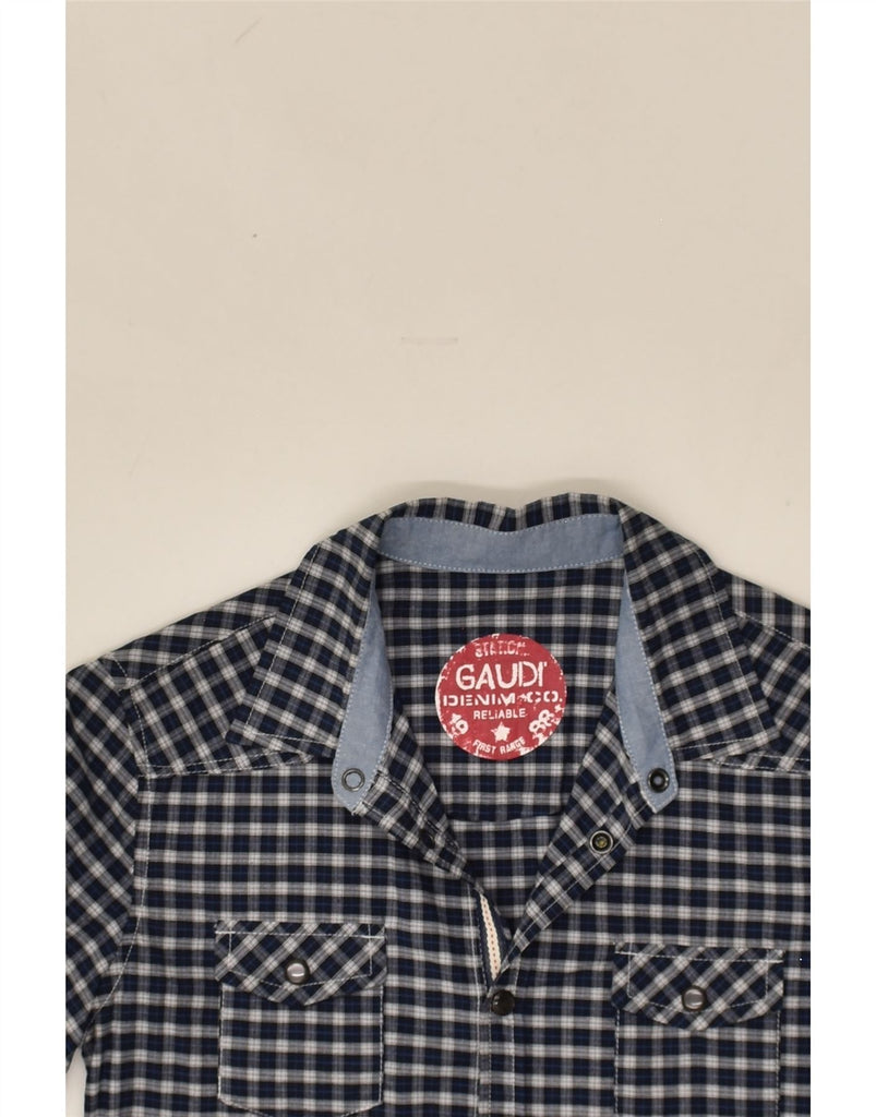 GAUDI Boys Shirt 11-12 Years Navy Blue Check Cotton | Vintage Gaudi | Thrift | Second-Hand Gaudi | Used Clothing | Messina Hembry 