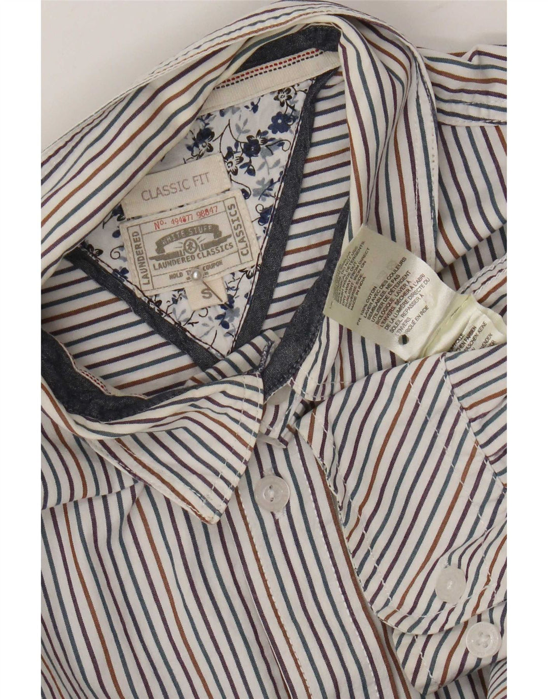 White Stuff Mens Classic Fit Shirt Small Multicoloured Pinstripe Cotton