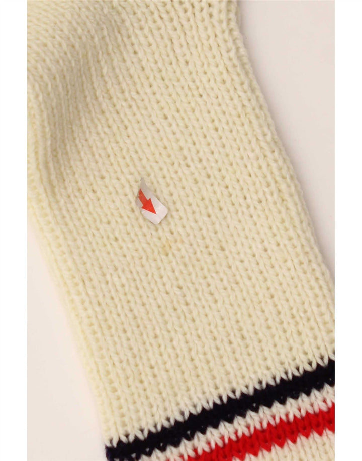 Vintage Mens V-Neck Jumper Sweater Small White Striped