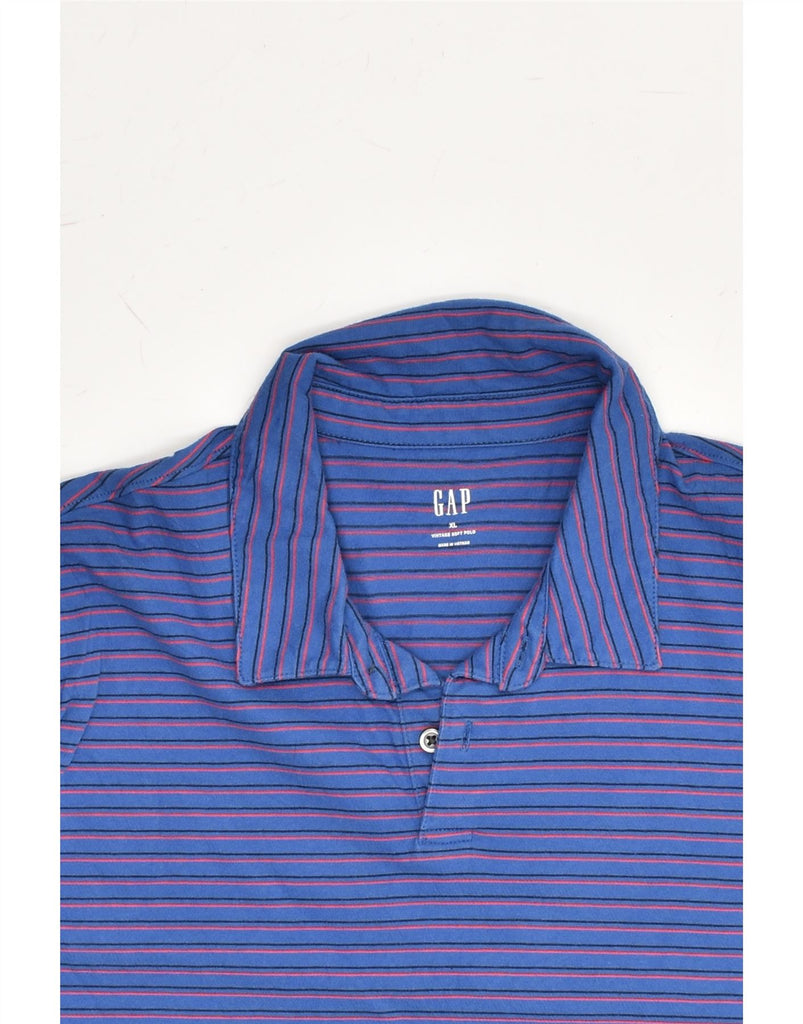 GAP Mens Slim Polo Shirt XL Blue Striped Cotton | Vintage Gap | Thrift | Second-Hand Gap | Used Clothing | Messina Hembry 