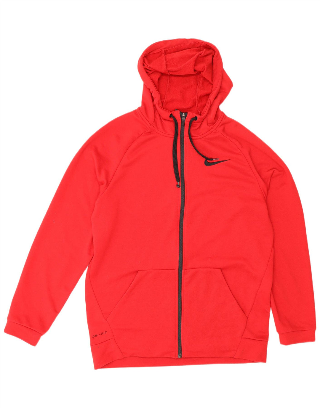 Nike Mens Dri Fit Zip Hoodie Sweater Medium Red Polyester