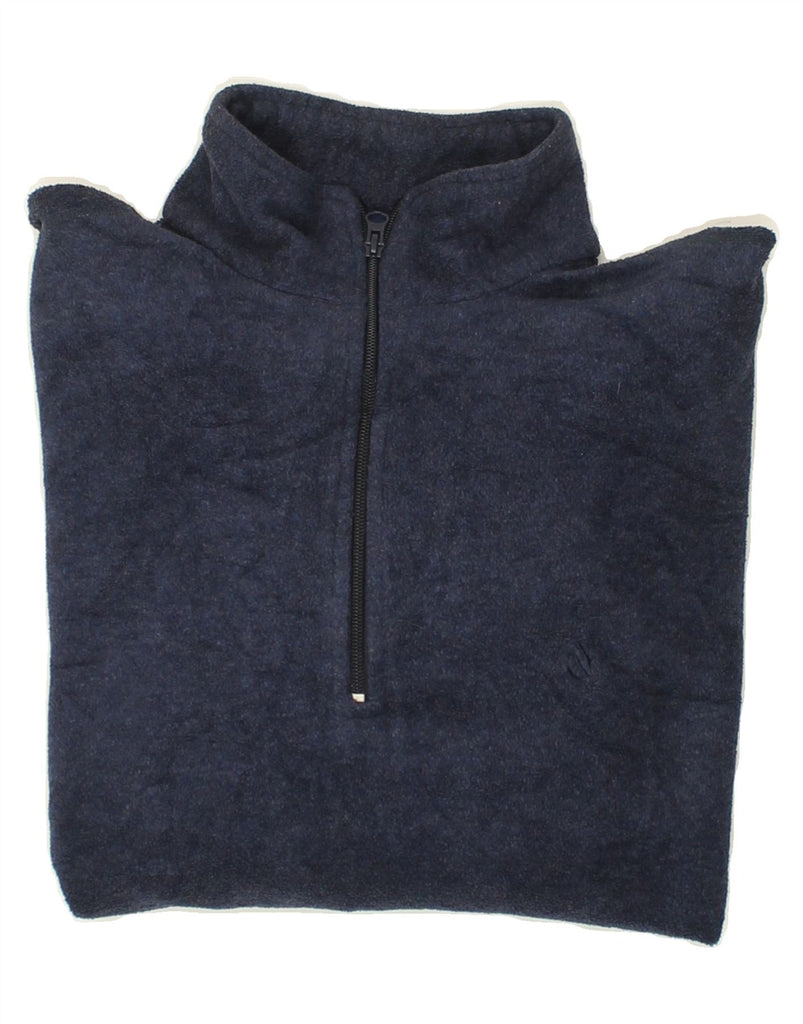 NAUTICA Mens Zip Neck Fleece Jumper Medium Navy Blue Polyester | Vintage Nautica | Thrift | Second-Hand Nautica | Used Clothing | Messina Hembry 