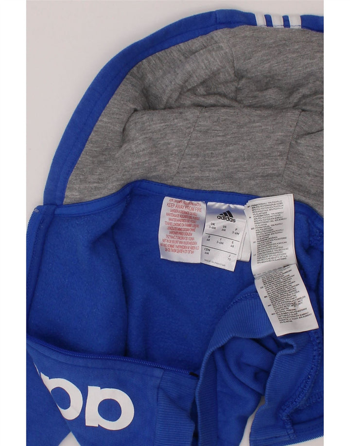 ADIDAS Baby Boys Graphic Zip Hoodie Sweater 3-6 Months Blue Cotton