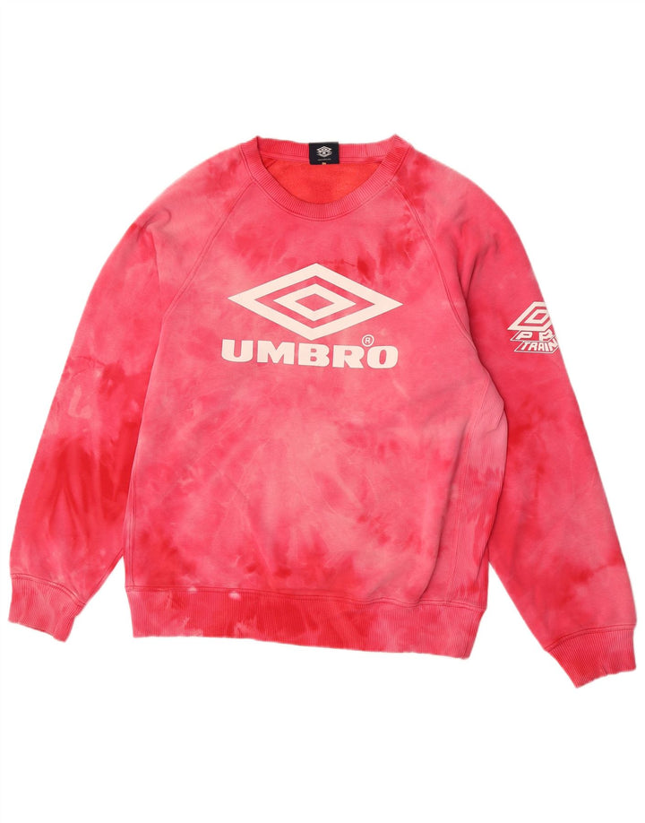 Umbro Mens Graphic Sweatshirt Jumper Medium Pink Tie Dye Cotton