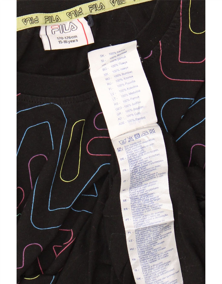 FILA Girls Crop Graphic T-Shirt Top 15-16 Years Black Cotton