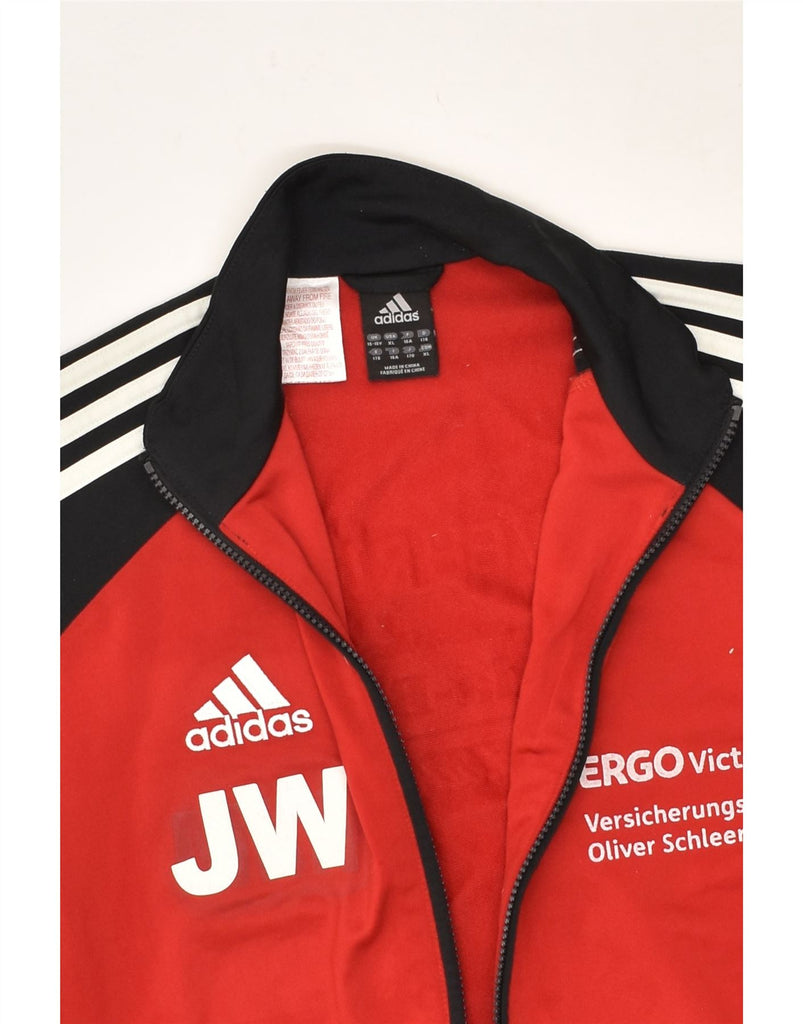 ADIDAS Boys Graphic Tracksuit Top Jacket 15-16 Years Red Colourblock | Vintage Adidas | Thrift | Second-Hand Adidas | Used Clothing | Messina Hembry 