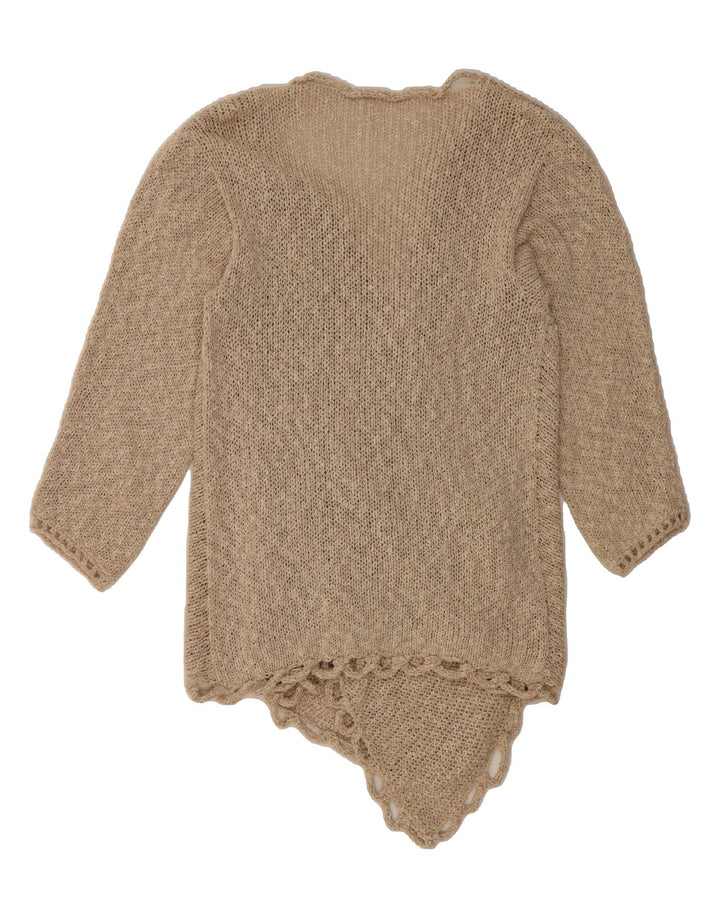 VINTAGE Womens Open Cardigan Sweater UK 12 Medium Beige Vintage Vintage and Second-Hand Vintage from Messina Hembry 