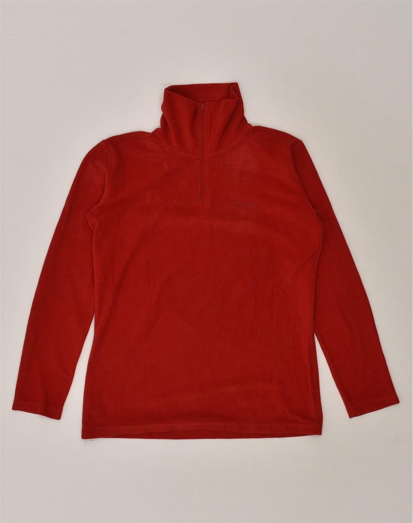 INVICTA Womens Zip Neck Fleece Jumper UK 16 Large Red Polyester | Vintage Invicta | Thrift | Second-Hand Invicta | Used Clothing | Messina Hembry 