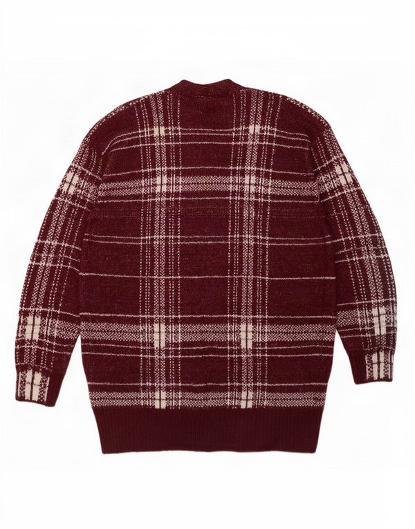 Marks & Spencer Womens Longline Cardigan Sweater UK 14 Medium Burgundy