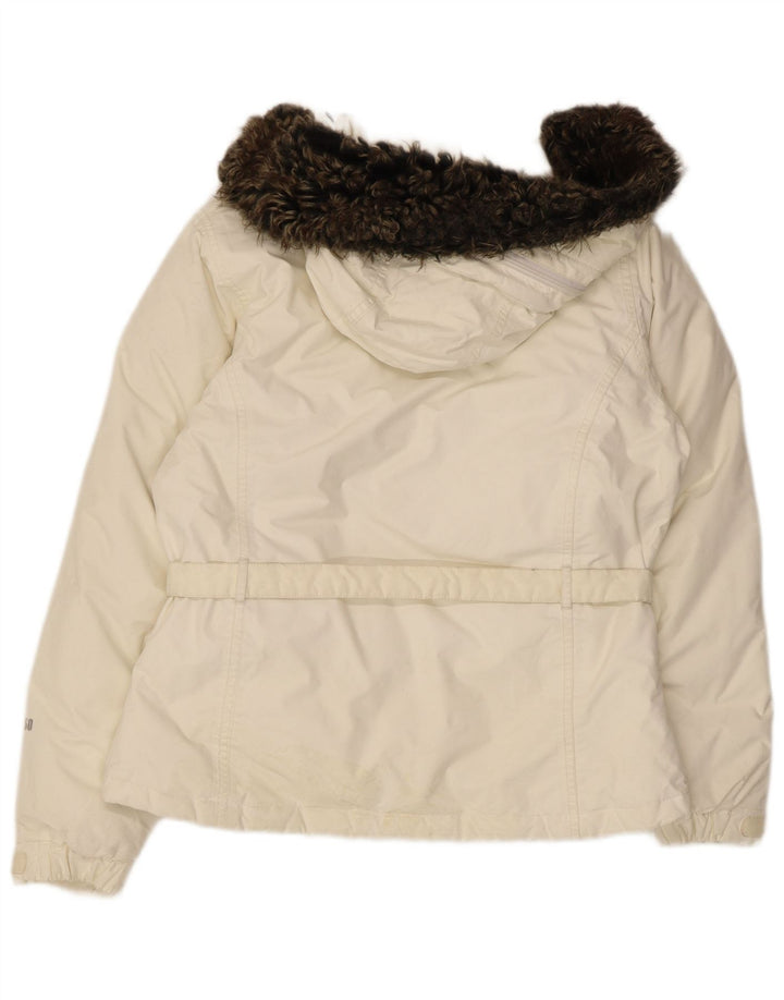 The North Face Womens Hooded Padded Jacket UK 14 Medium Beige Nylon
