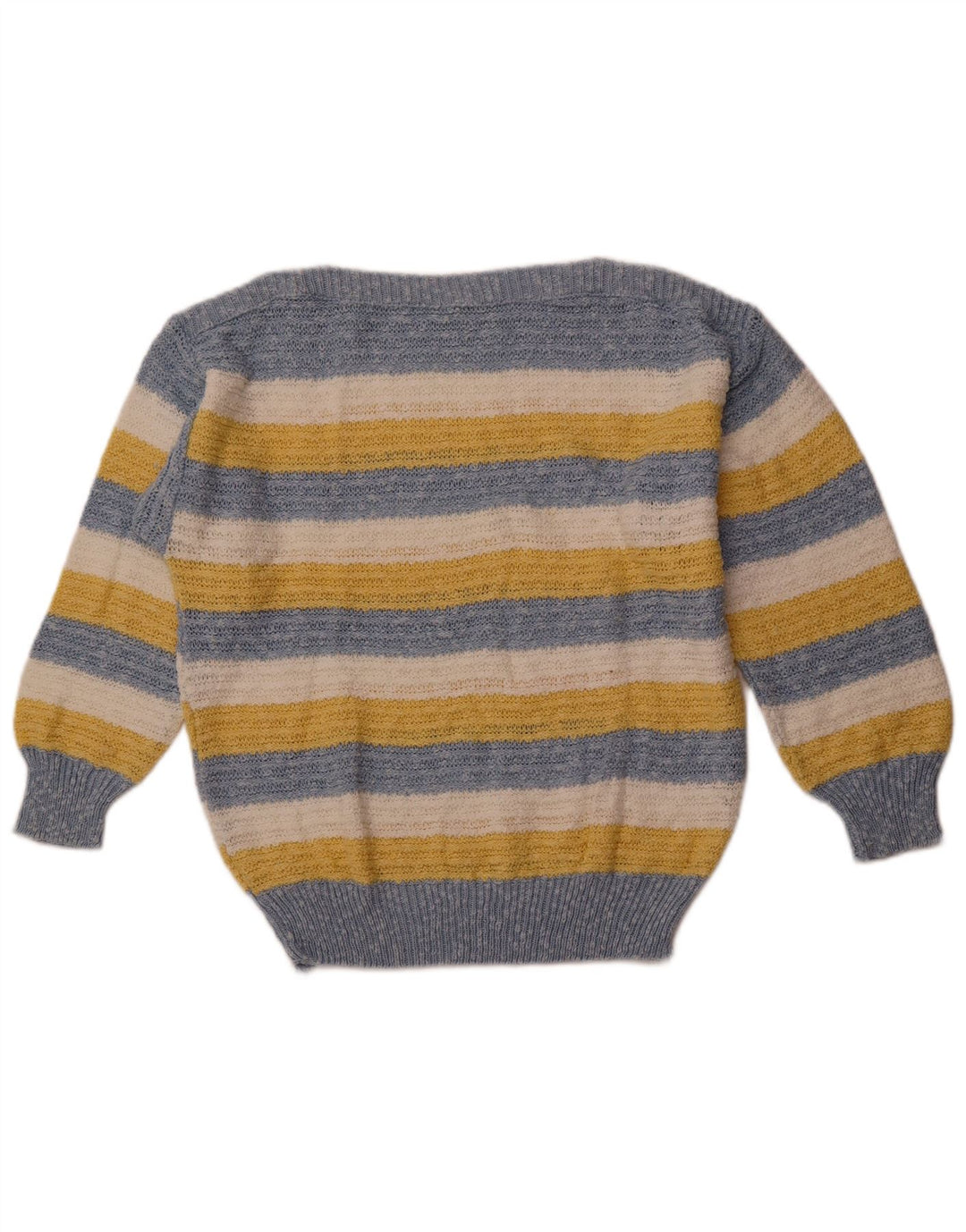 VINTAGE Womens Boat Neck Jumper Sweater IT 42 Medium Blue Striped Cotton