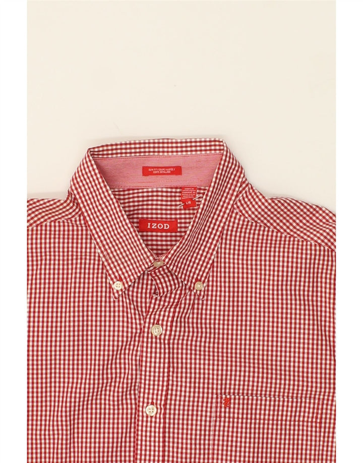 IZOD Mens Slim Fit Shirt Large Red Gingham Cotton Vintage Izod and Second-Hand Izod from Messina Hembry 