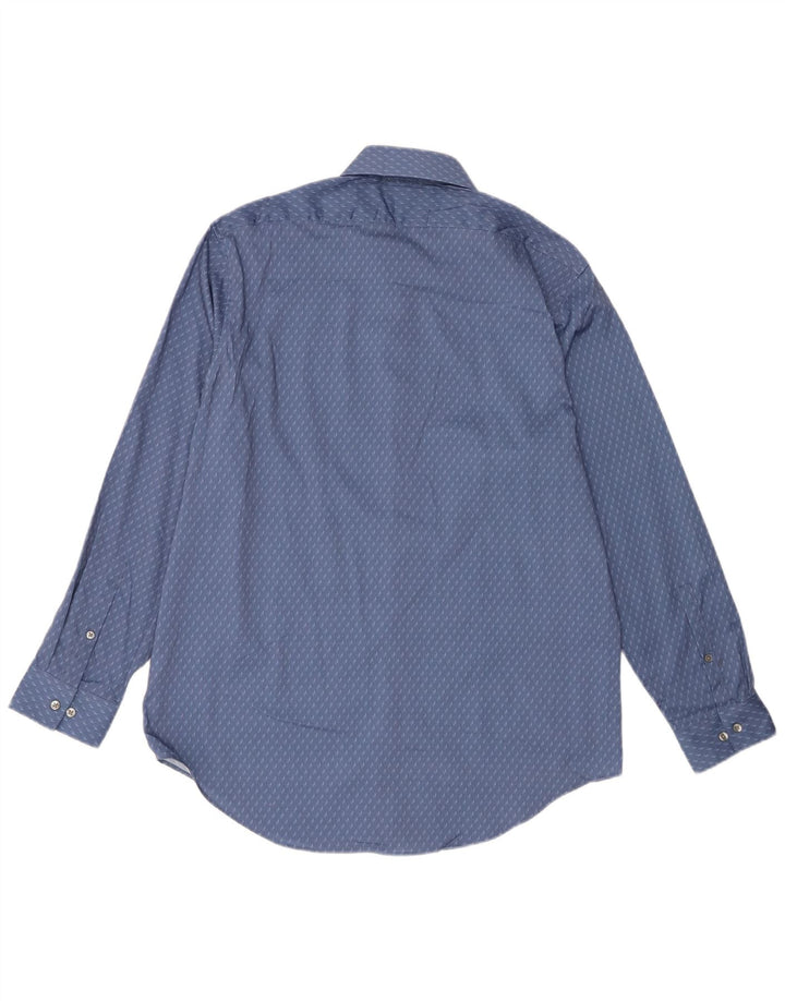 Calvin Klein Mens Slim Fit Shirt Size 16 1/2 Large Blue Geometric Polyester