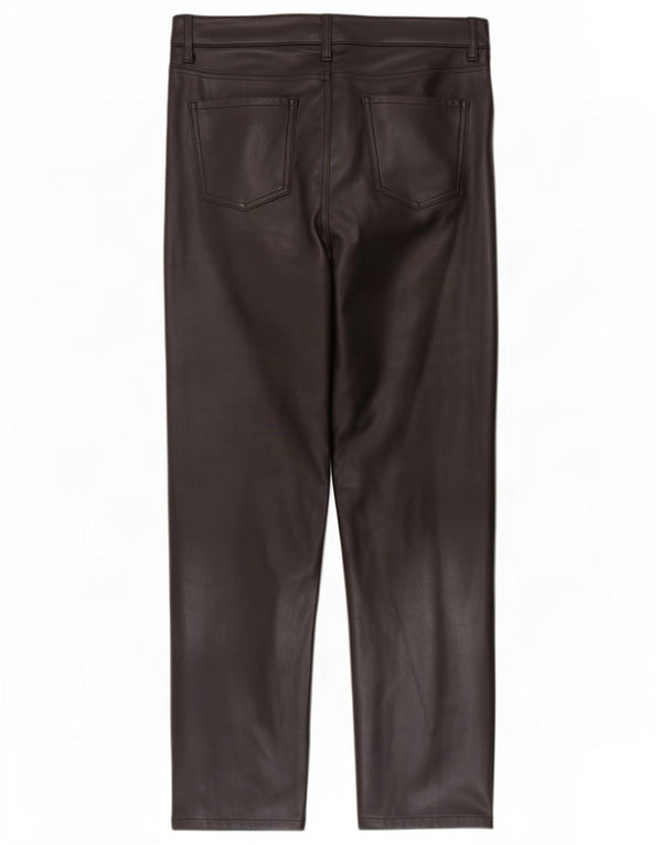 Marks & Spencer Womens Faux Leather Trousers UK 14 Large W32 L30 Black