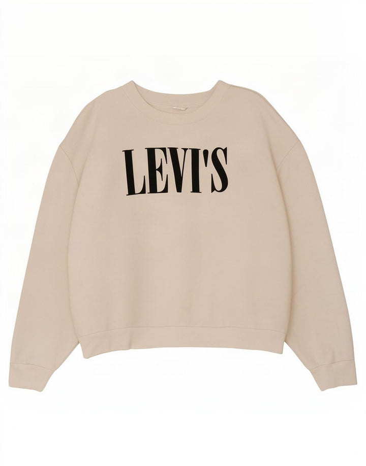 Levi's Womens Graphic Oversized Sweatshirt Jumper UK 16 Large White Cotton