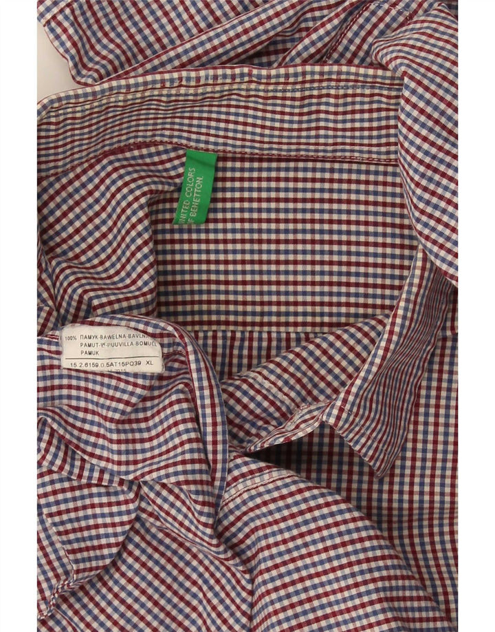 Benetton Mens Shirt XL Multicoloured Check Cotton