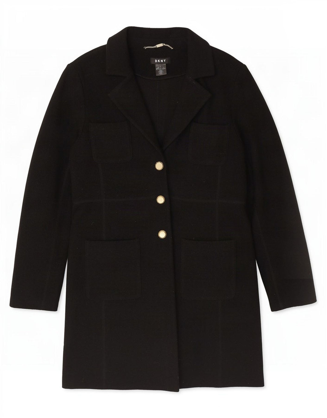 Dkny Womens Overcoat US 8 Medium Black Wool