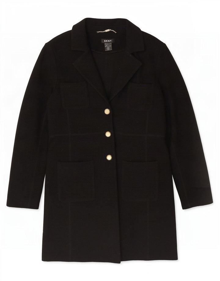 Dkny Womens Overcoat US 8 Medium Black Wool