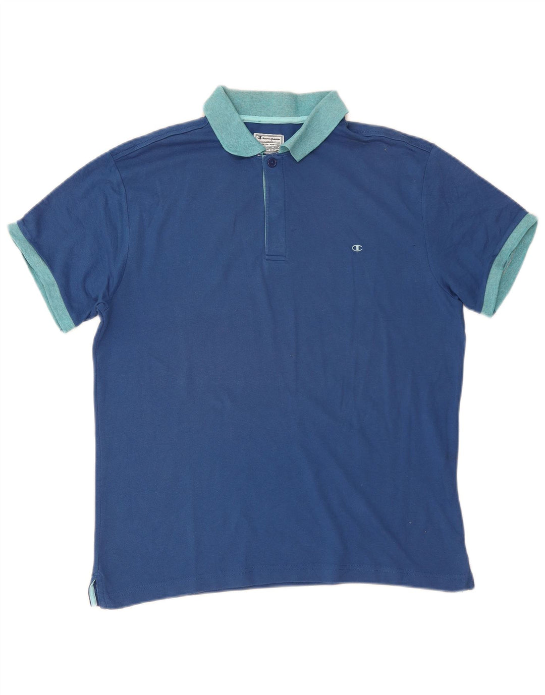 CHAMPION Mens Rugby Polo Shirt Medium Blue Cotton