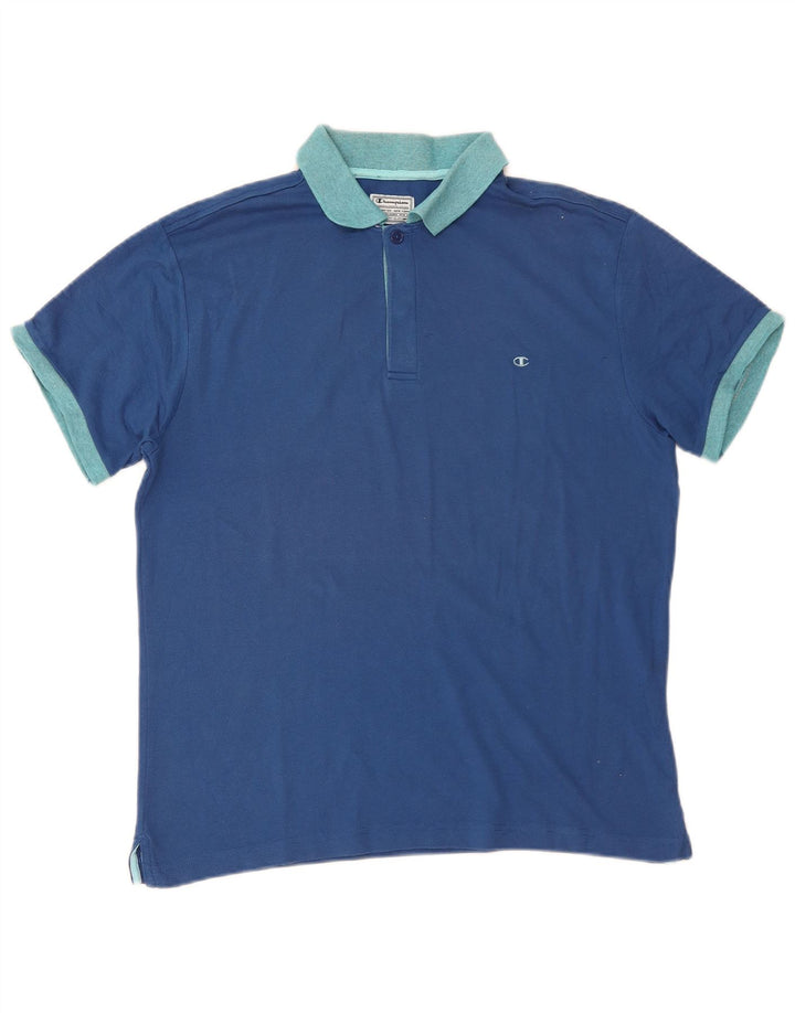 CHAMPION Mens Rugby Polo Shirt Medium Blue Cotton