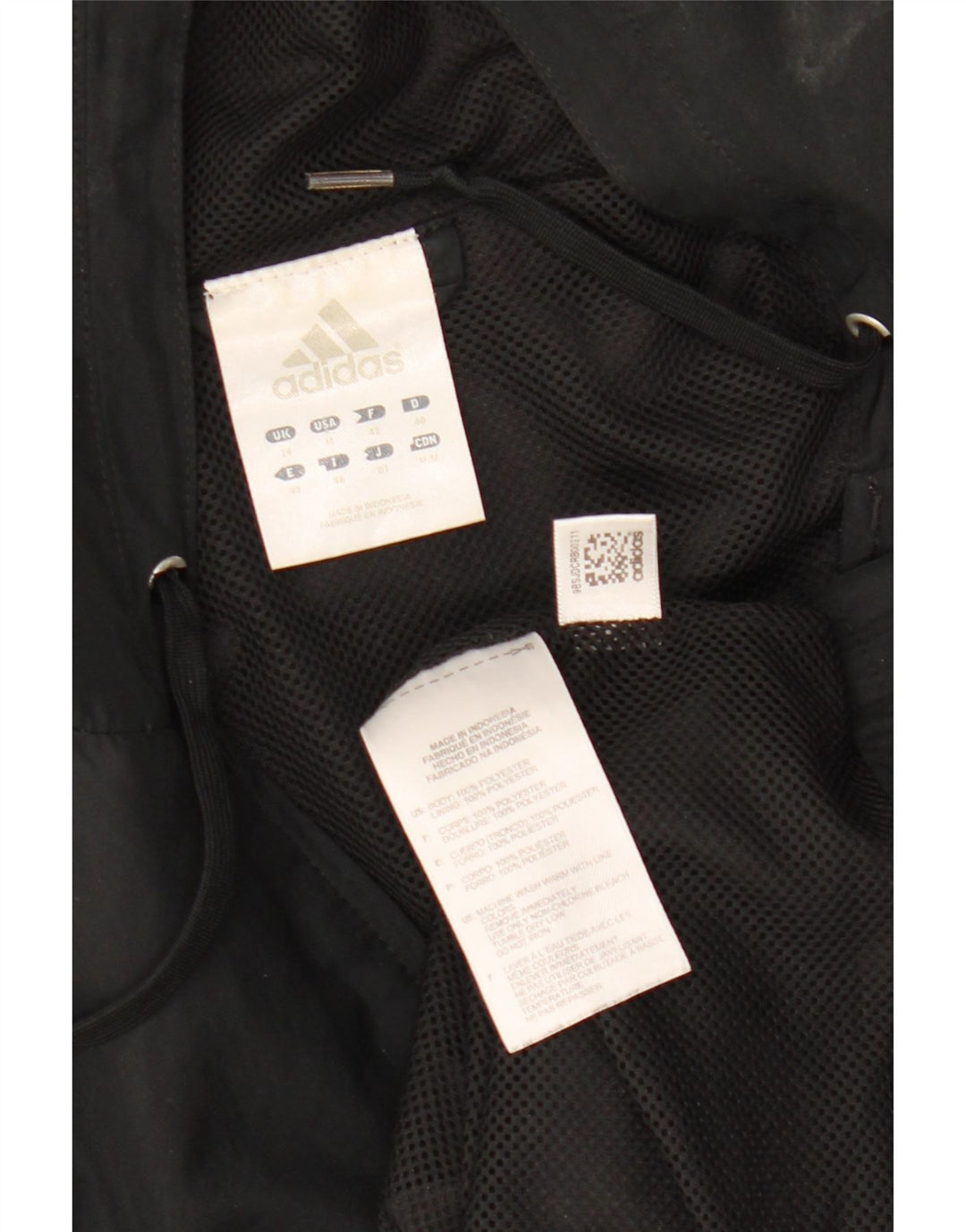 Adidas Womens Hooded Tracksuit Top Jacket UK 14 Large Black Polyester
