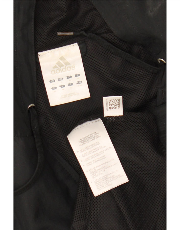 Adidas Womens Hooded Tracksuit Top Jacket UK 14 Large Black Polyester