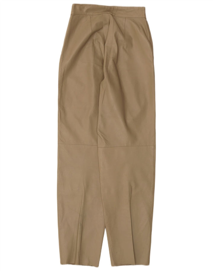 C&A Womens Tapered Leather Trousers EU 40 Medium W28 L32 Beige Leather