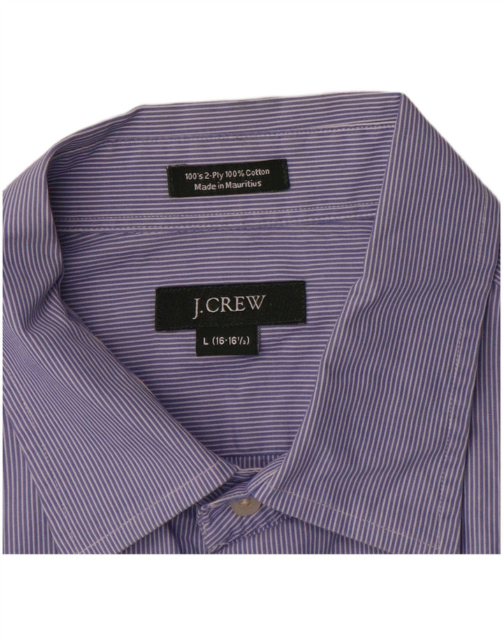 J. CREW Mens Shirt Size 16 1/2 Large Blue Pinstripe Cotton