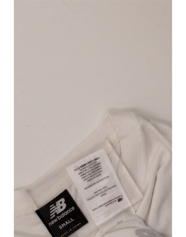 NEW BALANCE Womens Crop Graphic T-Shirt Top UK 10 Small White Cotton