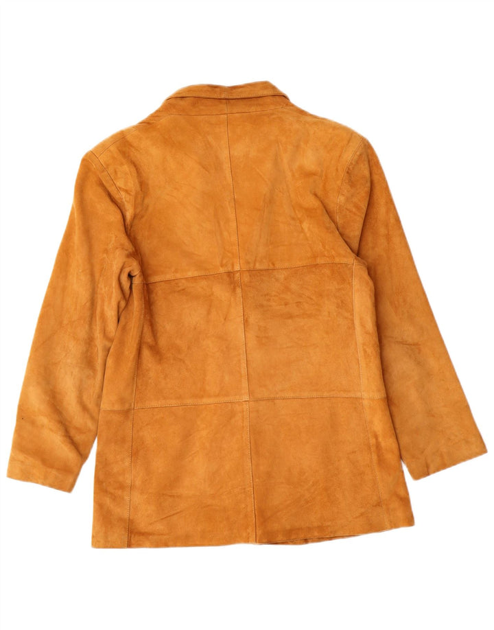 Vintage Womens 2 Button Suede Blazer Jacket UK 8 Small Beige