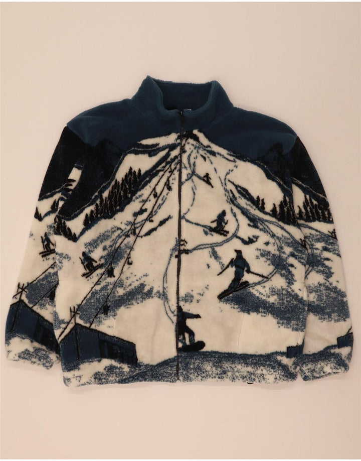 Galloway Mens Abstract Pattern Fleece Jacket UK 44 2XL Blue Colourblock