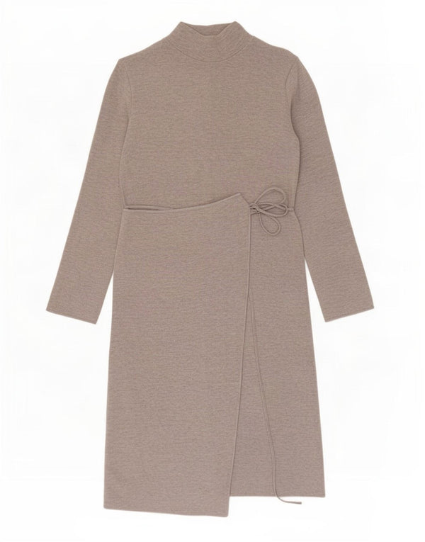 Zara Womens Long Sleeve Jumper Dress UK 8 Small Grey Polyester