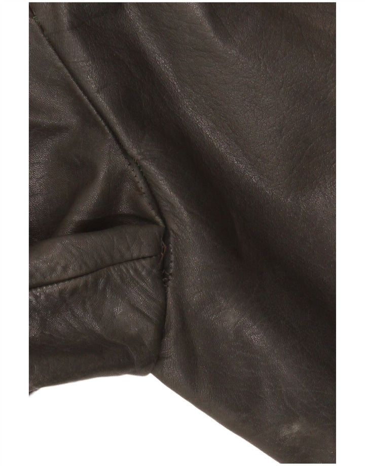 Vintage Mens Leather Jacket IT 48 Medium Khaki