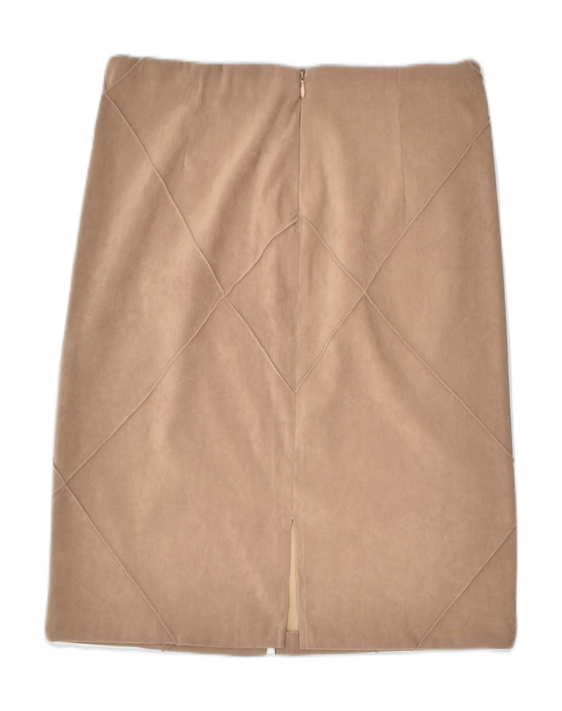 VINTAGE Womens Straight Skirt UK 4 Medium W30 Brown Polyester | Vintage | Thrift | Second-Hand | Used Clothing | Messina Hembry 