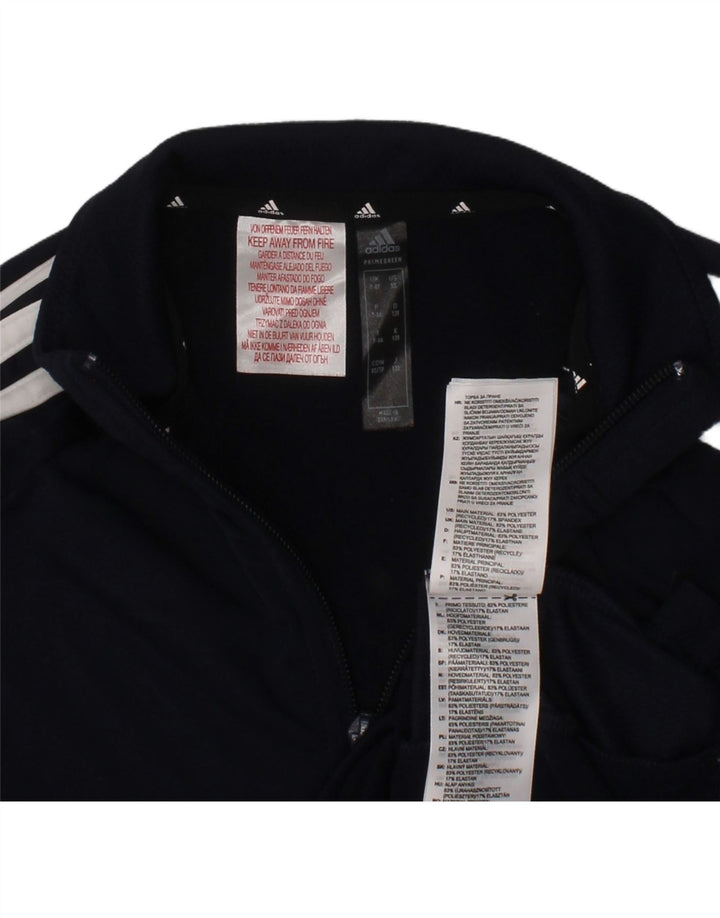 ADIDAS Boys Aeroready Zip Neck Pullover Tracksuit Top 7-8 Years Navy Blue Vintage Adidas and Second-Hand Adidas from Messina Hembry 
