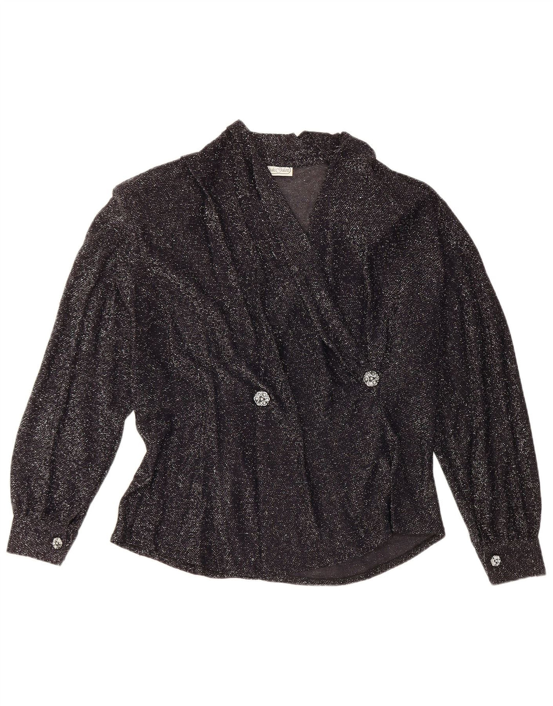 Giulia Galanti Womens Long Sleeve Blouse Top UK 14 Medium Black Flecked