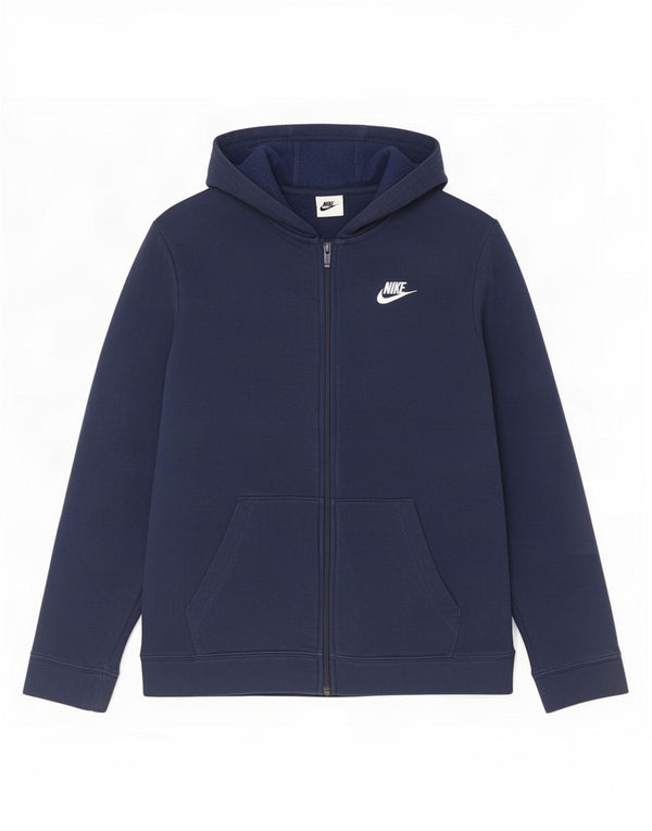 Nike Boys Zip Hoodie Sweater 13-14 Years XL Navy Blue Cotton
