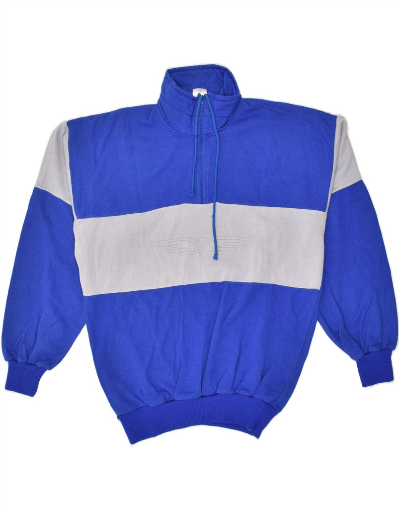CAMPAGNOLO Mens 1/4 Zip Sweatshirt Jumper IT 48 Medium Blue Colourblock | Vintage Campagnolo | Thrift | Second-Hand Campagnolo | Used Clothing | Messina Hembry 