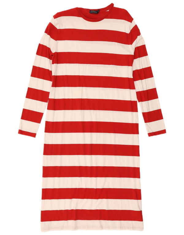 Polo Ralph Lauren Womens Long Sleeve T-Shirt Dress UK 14 Large Red Striped