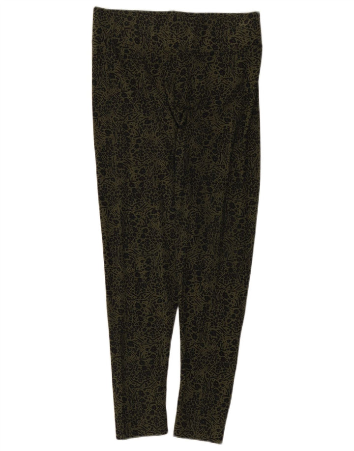 Marks & Spencer Womens Leggings UK 10 Small Khaki Floral Viscose