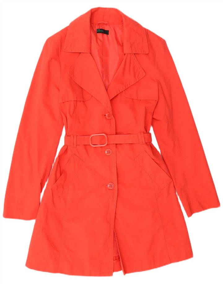 Benetton Womens Trench Coat IT 44 Medium Red Cotton