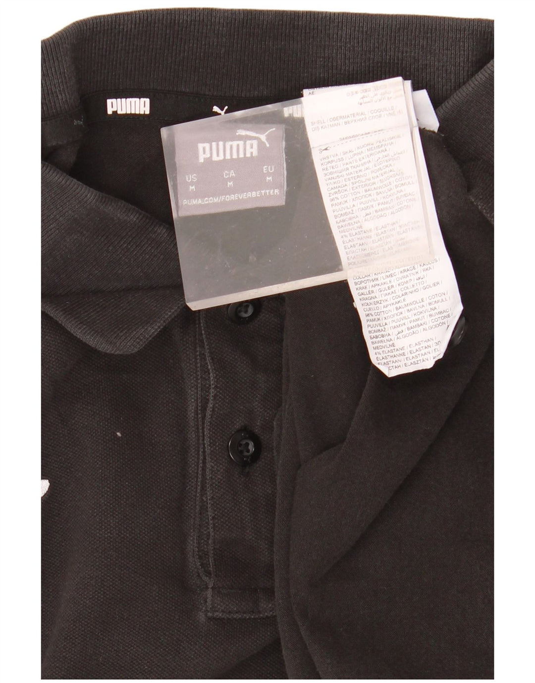 PUMA Mens Polo Shirt Medium Black Cotton